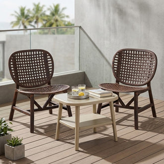 Nilkamal Arena Plastic Outdoor Set with 2 Chairs and 1 Table (Walnut & Luxury Beige)