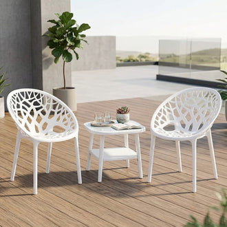 Nilkamal Crystal Chairs and Arena Table Plastic Outdoor Set (Milky White)