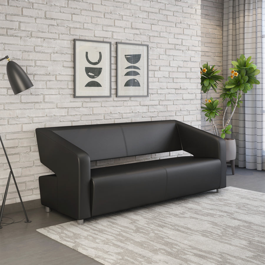 Nilkamal Arrow Leatherette 3 Seater Sofa (Black)