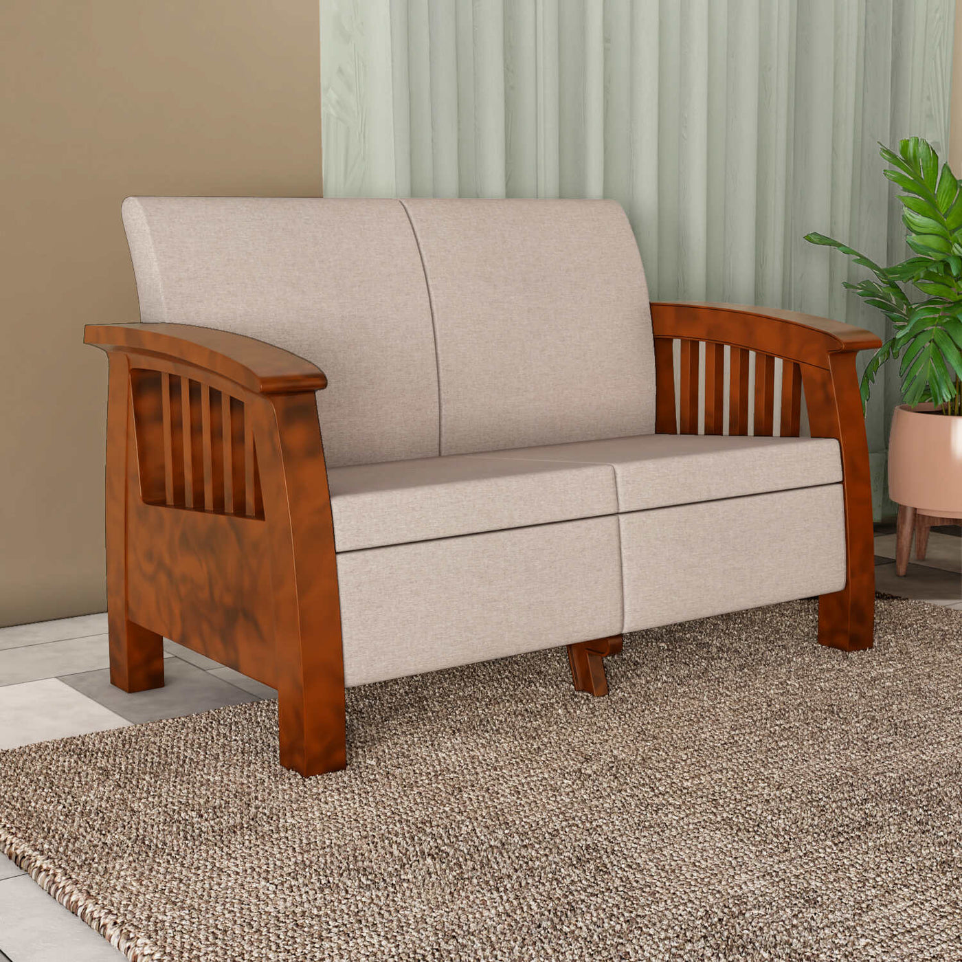 Nilkamal Aspire 2 Seater Plastic Sofa (Walnut)