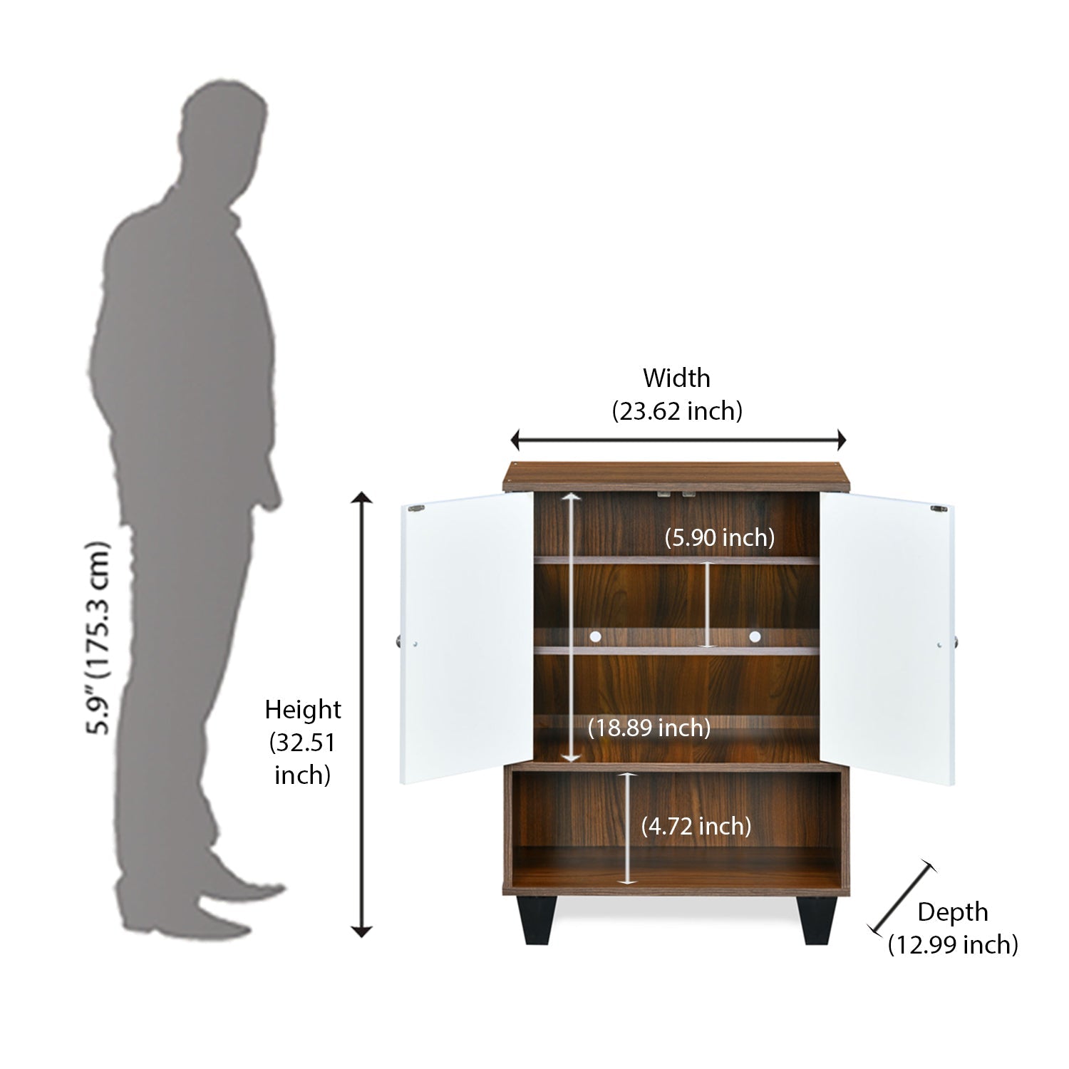 Nilkamal Astero Engineered Wood Shoe Cabinet (Walnut & White)
