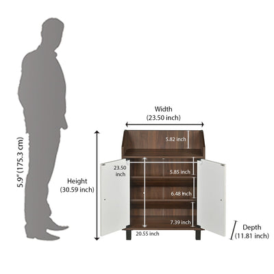 Nilkamal Aze Shoe Cabinet (Walnut & White)
