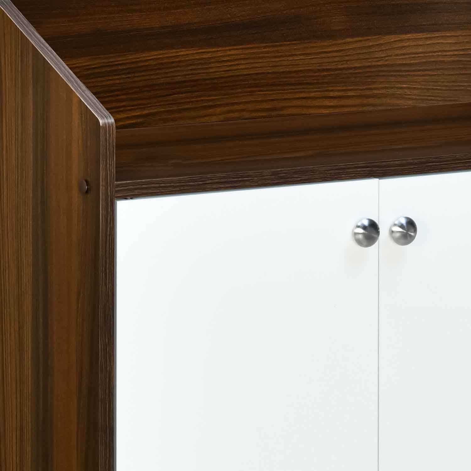 Nilkamal Aze Engineered Wood Shoe Cabinet (Walnut & White)