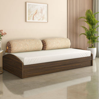 Nilkamal Addison Single Bed With Box Storage (Classic Walnut)
