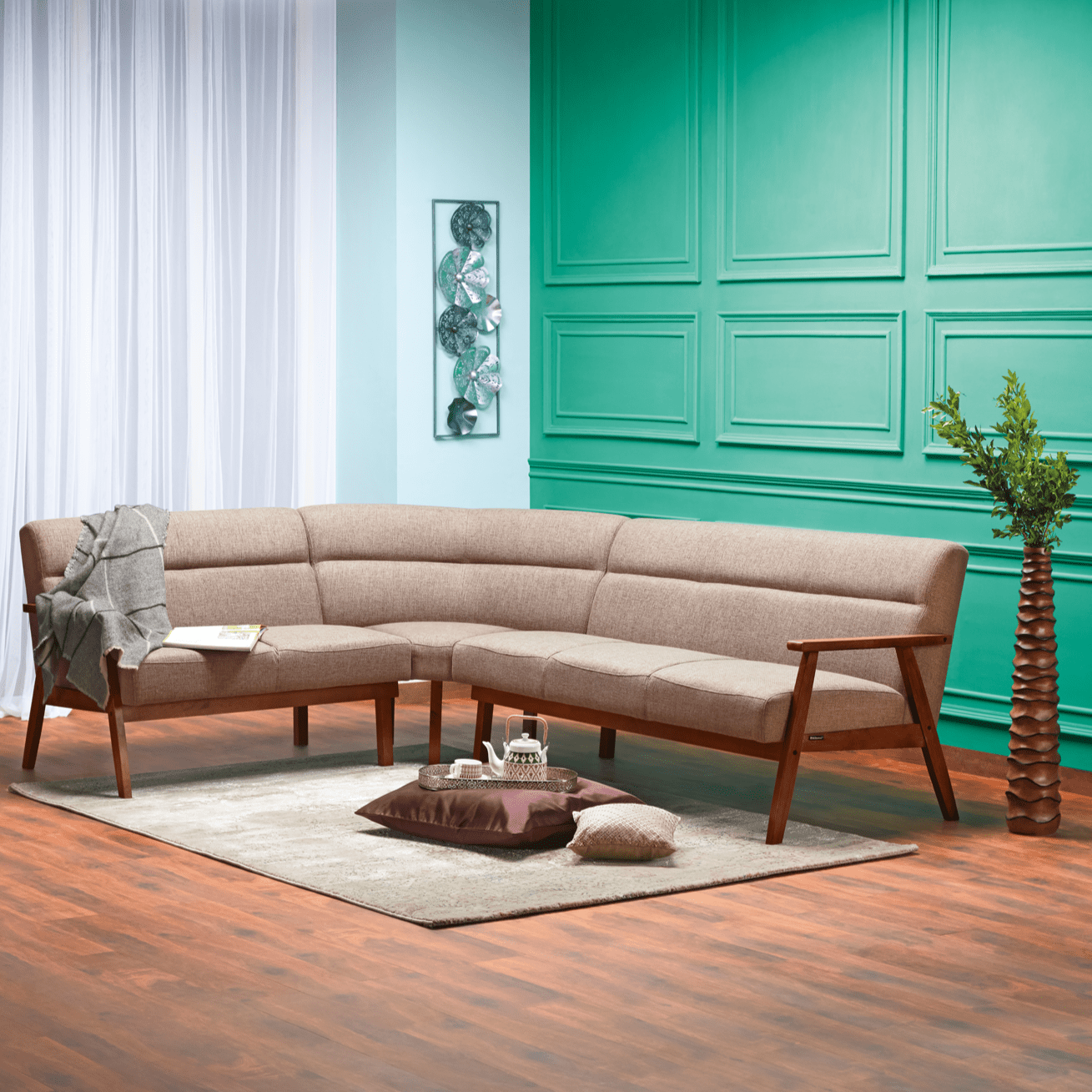 Nilkamal Adorn 3 LH Seater Corner Sofa (Brown)