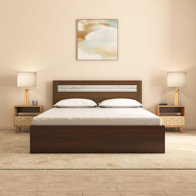 Nilkamal Akin Queen Bed without Storage (Walnut)