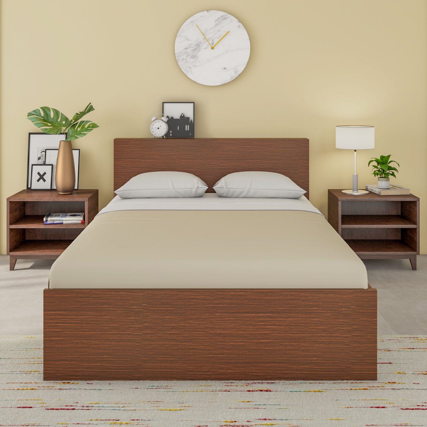 Nilkamal Arthur Plus Double Bed (Legno Oak Dark)