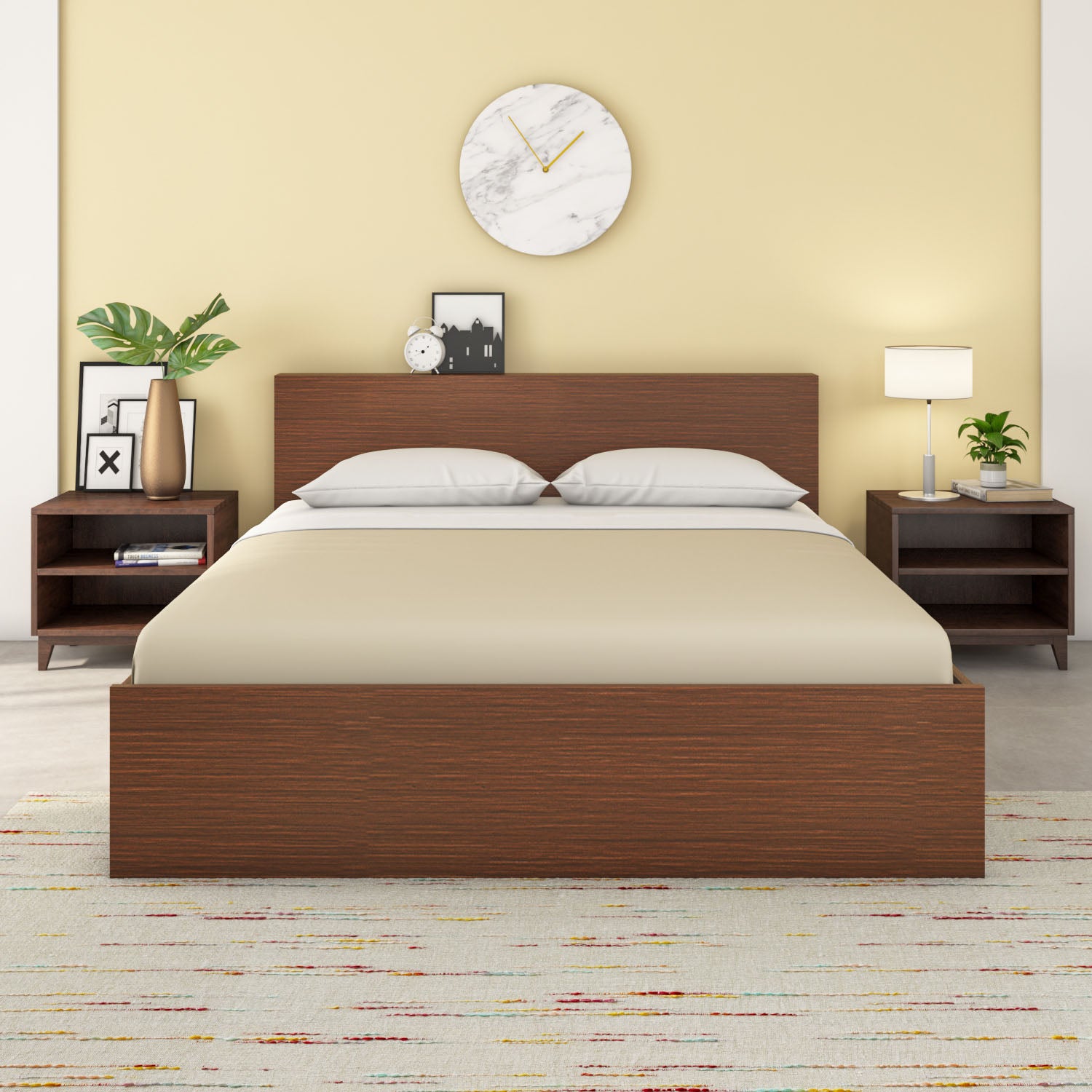 Nilkamal Arthur Plus Queen Bed With Storage (Legno Oak Dark)