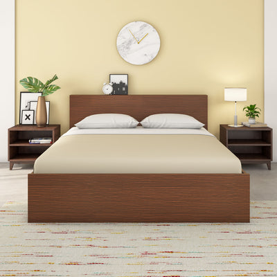 Nilkamal Arthur Plus Queen Bed With Storage (Legno Oak Dark)