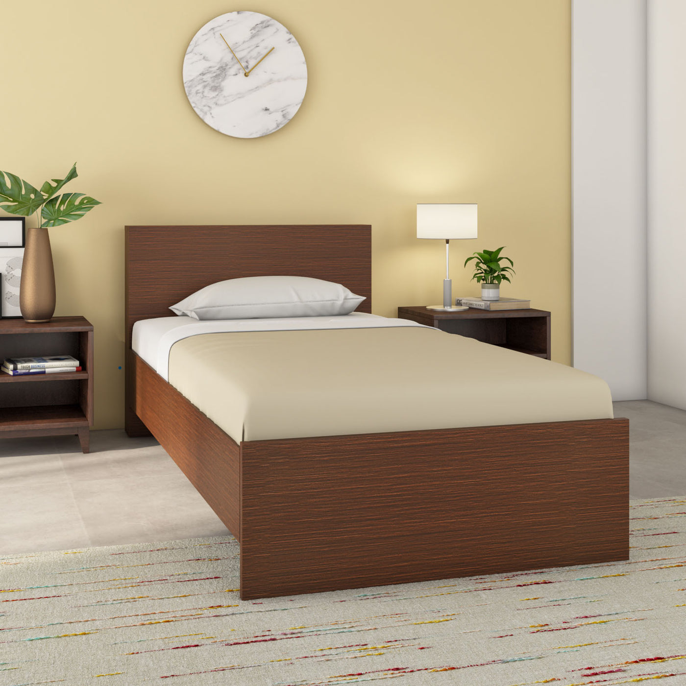 Nilkamal Arthur Plus Single Bed (Legno Oak Dark)