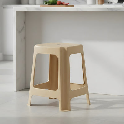 Nilkamal STL06 Plastic Stool (Marble Beige) - Main View