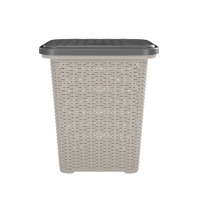 Nilkamal Elegance Laundry Basket 50 Litre with Lid  (Silky Grey & Charcoal Grey)