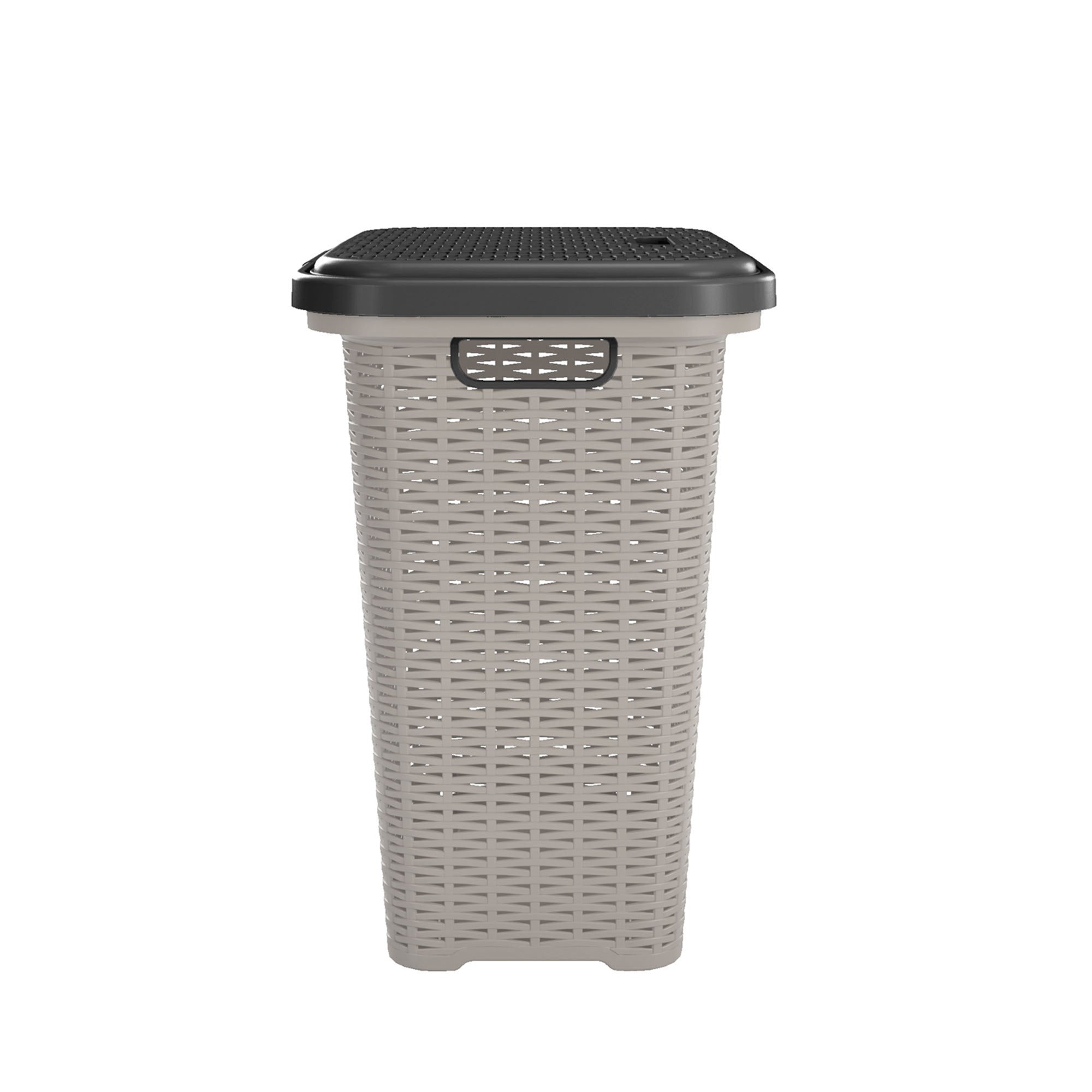 Nilkamal Elegance Laundry Basket 50 Litre with Lid  (Silky Grey & Charcoal Grey)