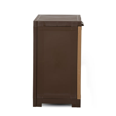 Nilkamal Freedom Mini Medium (FMS) Compact Plastic Kids Mini Storage Cabinet (Sandy & Dark Brown)