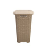 Nilkamal Elegance Laundry Basket 50 Litre with Lid (Sandy Brown & Marble Cream)