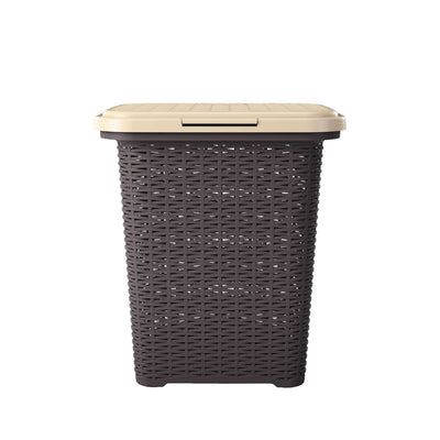 Nilkamal Elegance Laundry Basket 50 Litre with Lid (Season Rust Brown & Marble Beige)