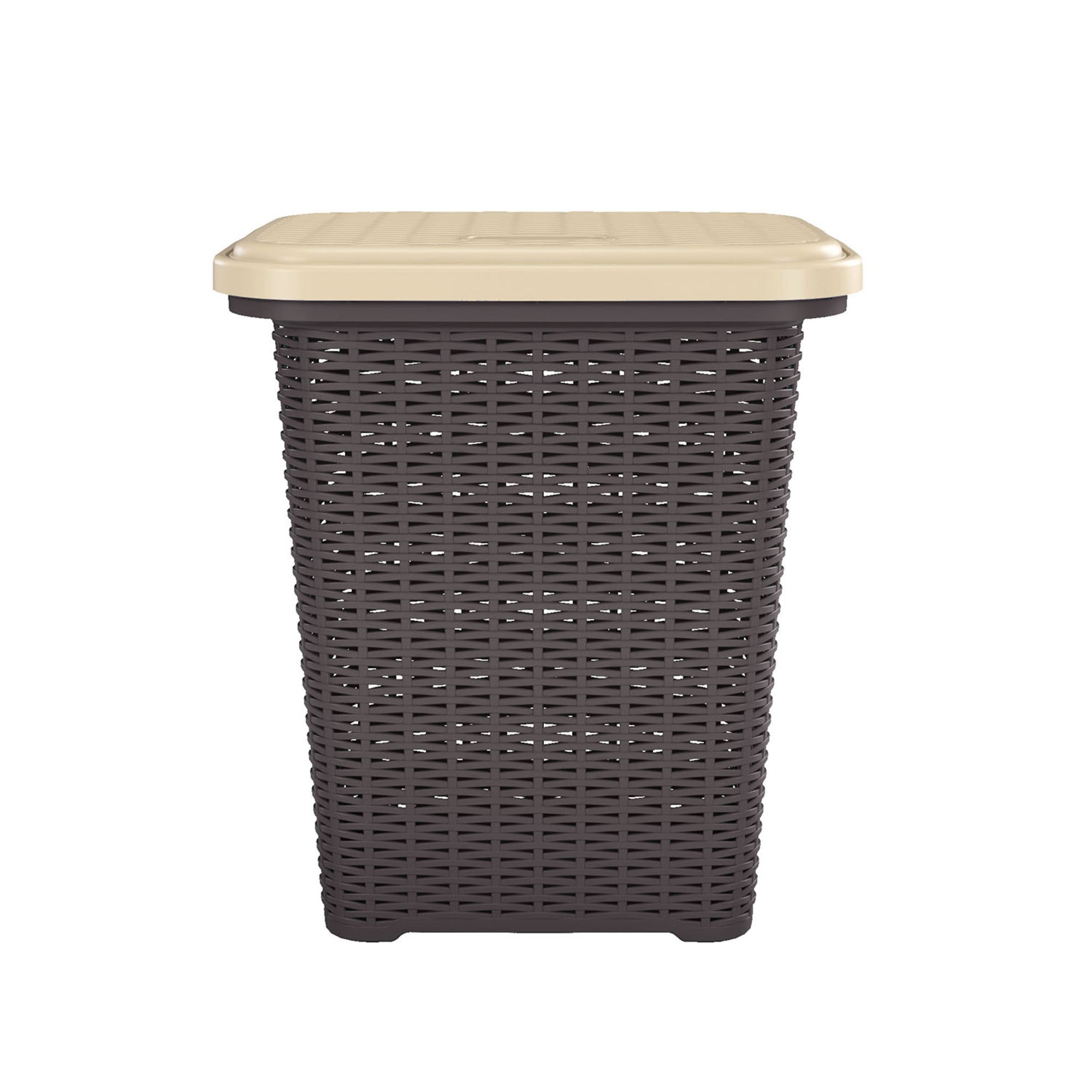 Nilkamal Elegance Laundry Basket 50 Litre with Lid (Season Rust Brown & Marble Beige)
