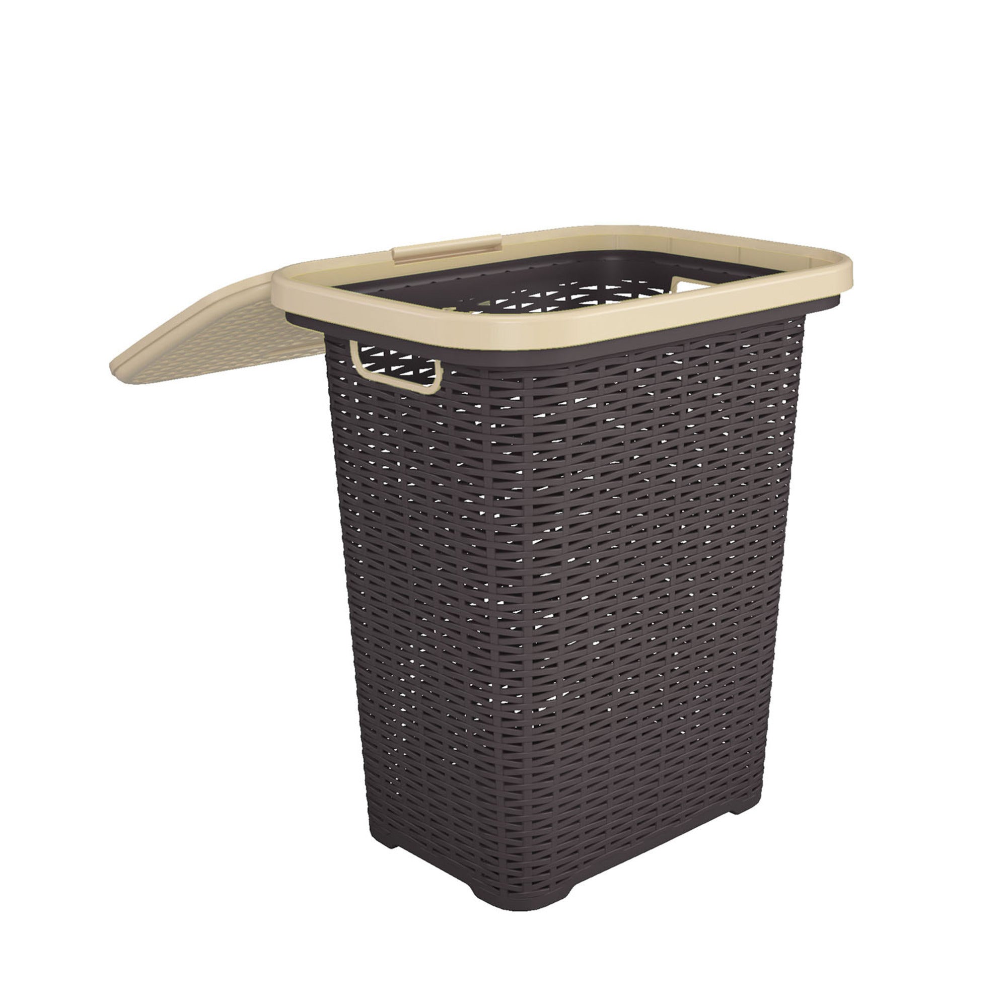 Nilkamal Elegance Laundry Basket 50 Litre with Lid (Season Rust Brown & Marble Beige)