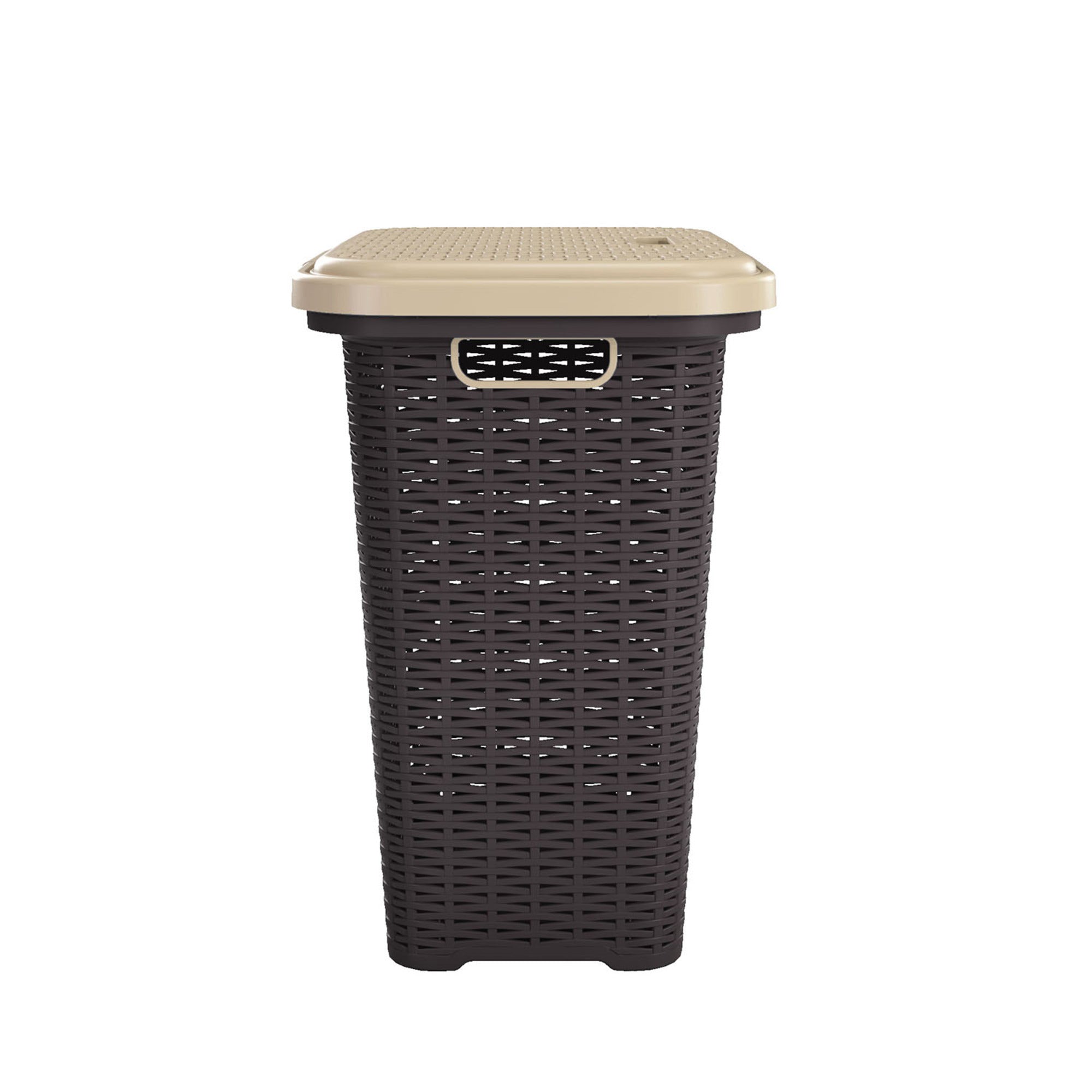 Nilkamal Elegance Laundry Basket 50 Litre with Lid (Season Rust Brown & Marble Beige)