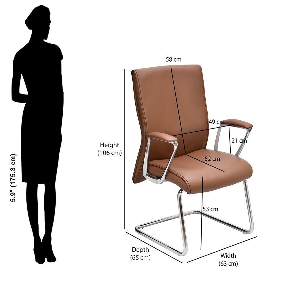 Nilkamal Command Mid Back Leather Visitor Chair (Tan)