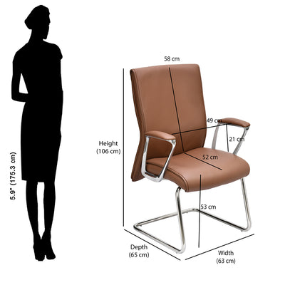 Nilkamal Command Mid Back Leather Visitor Chair (Tan)
