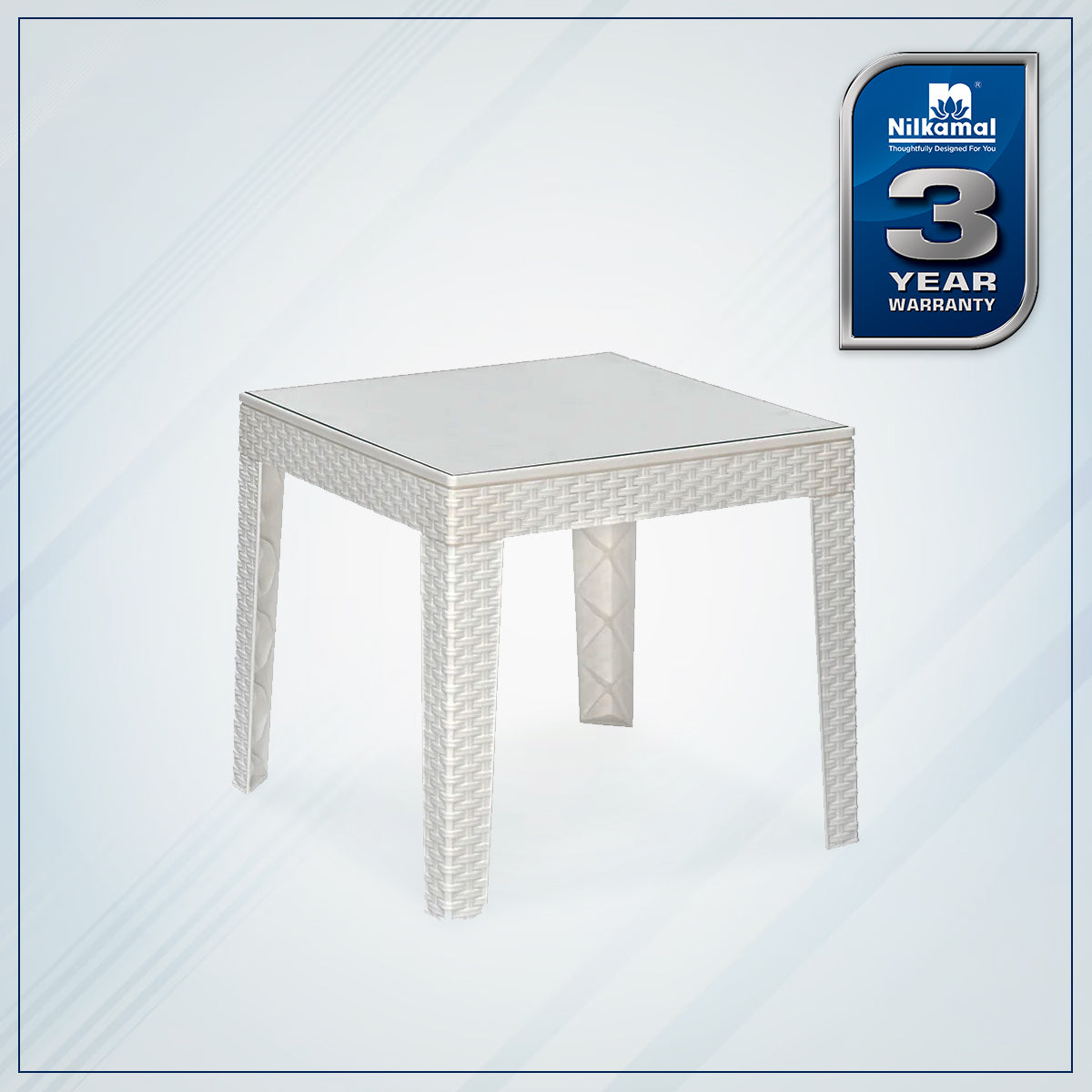 Nilkamal Breeze Center Table with Glass (Milky White)