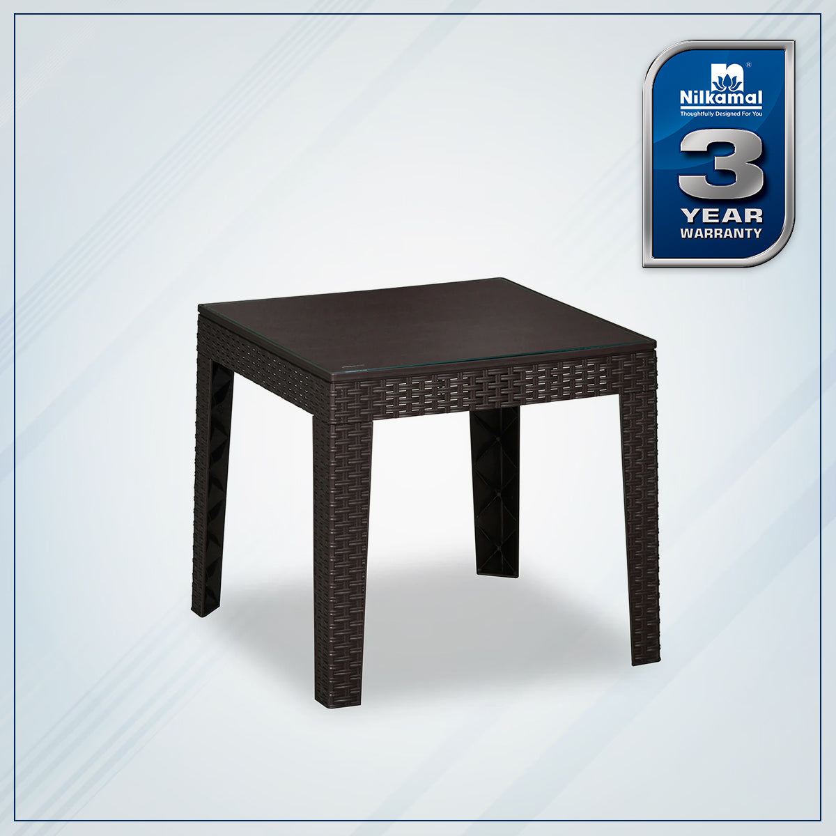 Nilkamal Breeze Centre Table with Glass (Weather Brown)