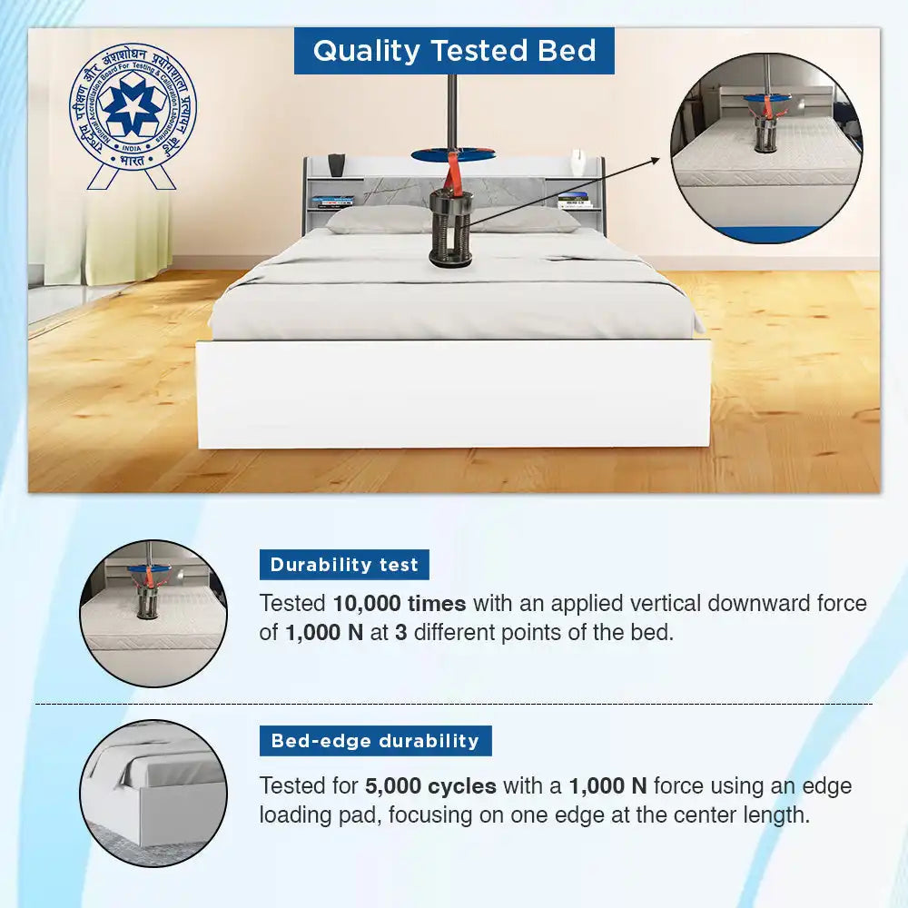 Nilkamal Marbito King Bed With Headboard & Box Storage (White)