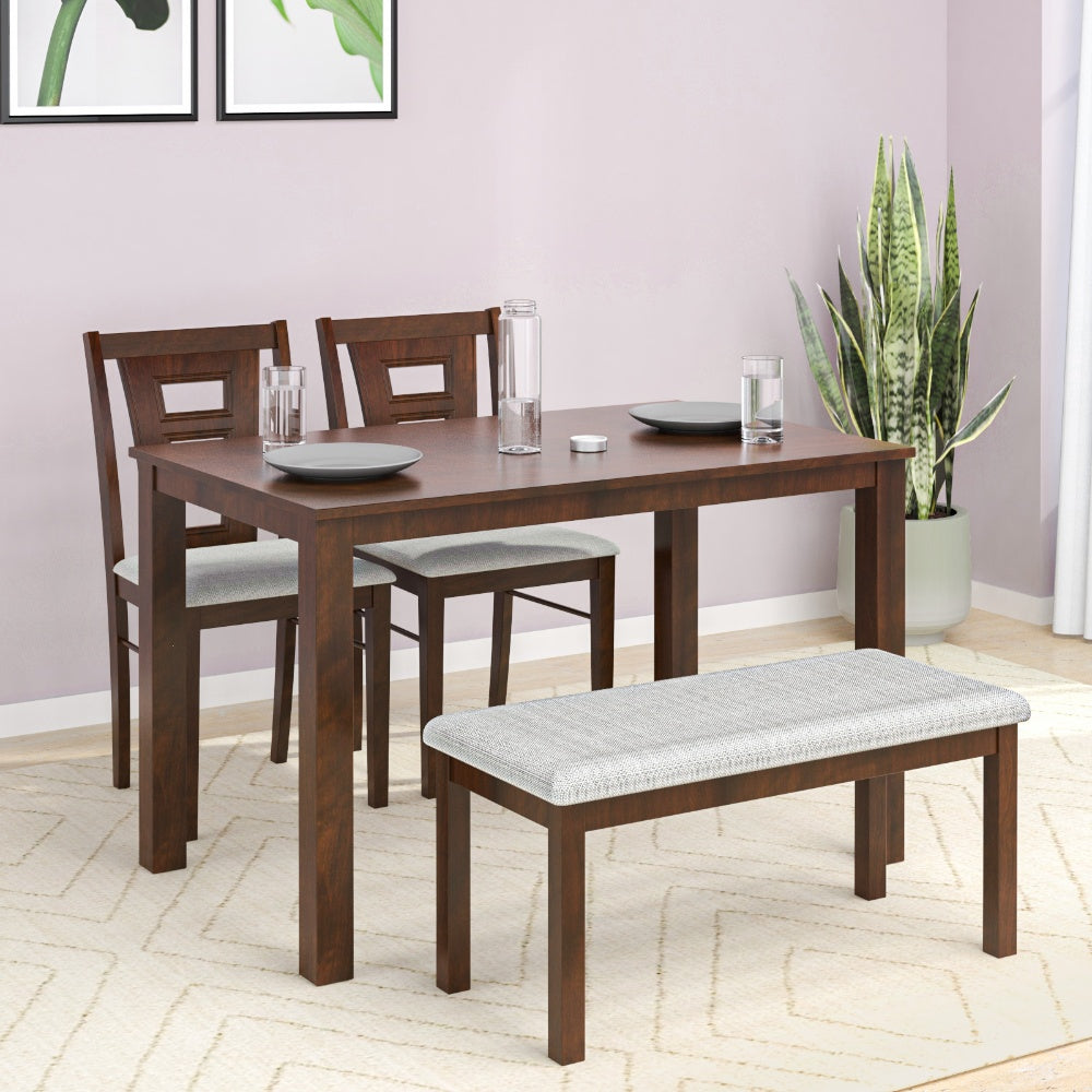 Nilkamal Bella 4 Seater Dining Set with Bench (Antique Cherry)