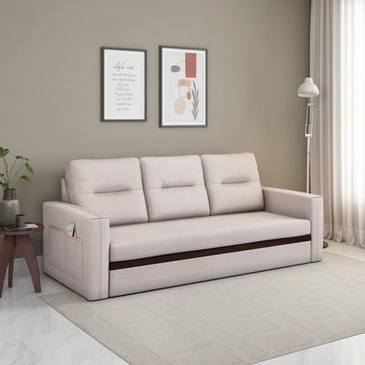 Nilkamal Boxton Fabric Sofa Cum Bed 3 Seater Light Brown
