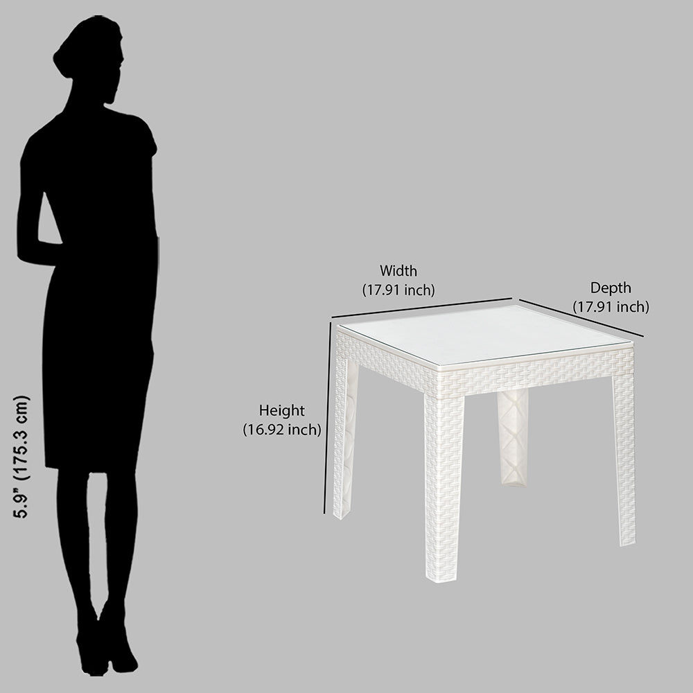 Nilkamal Breeze Outdoor Set of 1 Center Table with Glass and 2 Chairs with Cushion