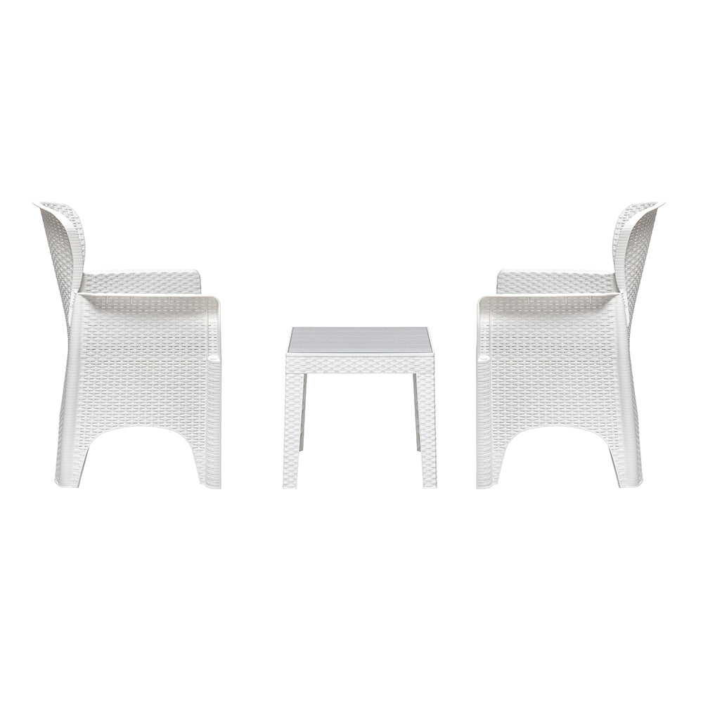 Nilkamal Breeze Outdoor Set of 1 Center Table with Glass and 2 Chairs with Cushion