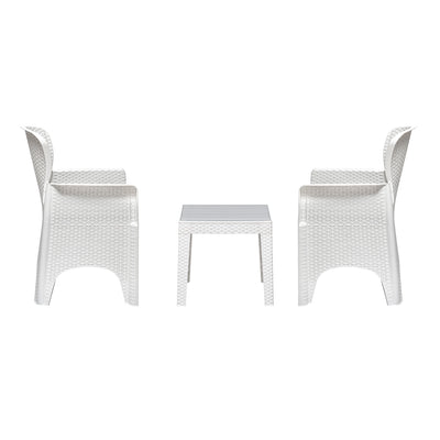 Nilkamal Breeze Outdoor Set of 1 Center Table with Glass and 2 Chairs with Cushion