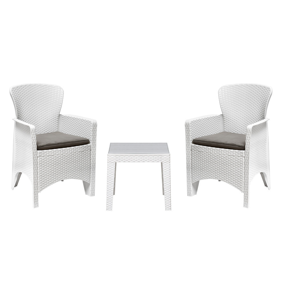 Nilkamal Breeze Outdoor Set of 1 Center Table with Glass and 2 Chairs