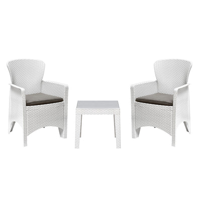 Nilkamal Breeze Outdoor Set of 1 Center Table with Glass and 2 Chairs with Cushion