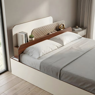 Nilkamal Bruce King Bed with Box Storage (Walnut & Cappuccino)