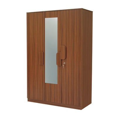 Nilkamal Calipso 3 Door Wardrobe With Mirror (Classic Plank Walnut)