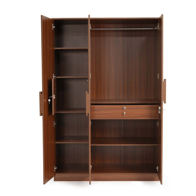 Nilkamal Calipso 3 Door Wardrobe With Mirror (Classic Plank Walnut)