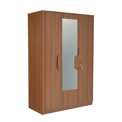 Nilkamal Calipso 3 Door Wardrobe With Mirror (Classic Plank Walnut)