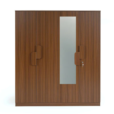 Nilkamal Calipso 4 Door Wardrobe With Mirror (Classic Plank Walnut)