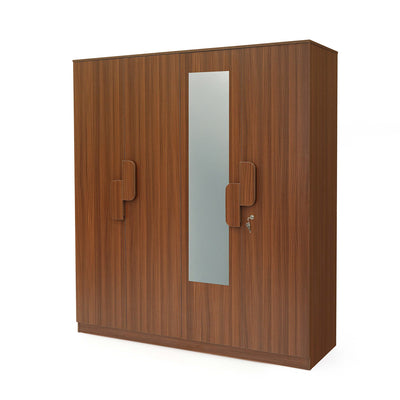Nilkamal Calipso 4 Door Wardrobe With Mirror (Classic Plank Walnut)