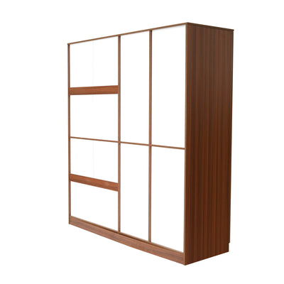 Nilkamal Calipso 4 Door Wardrobe With Mirror (Classic Plank Walnut)