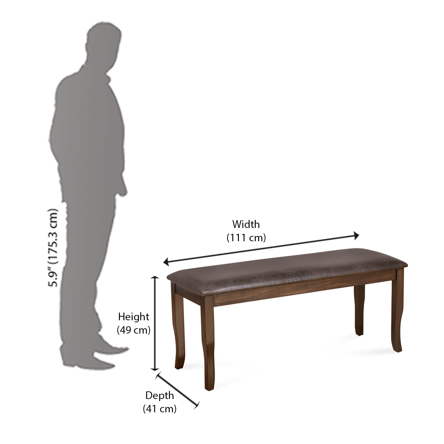 Nilkamal Camilla Multi Use Long Sitting Bench for Living Room | Dining Room (Dark Walnut)