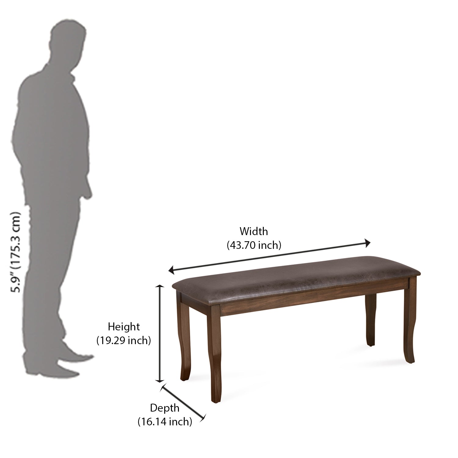 Nilkamal Camilla Multi Use Long Sitting Bench for Living Room | Dining Room (Dark Walnut)