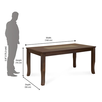 Nilkamal Camilla 1+4+Bench Dining Set (Dark Walnut)