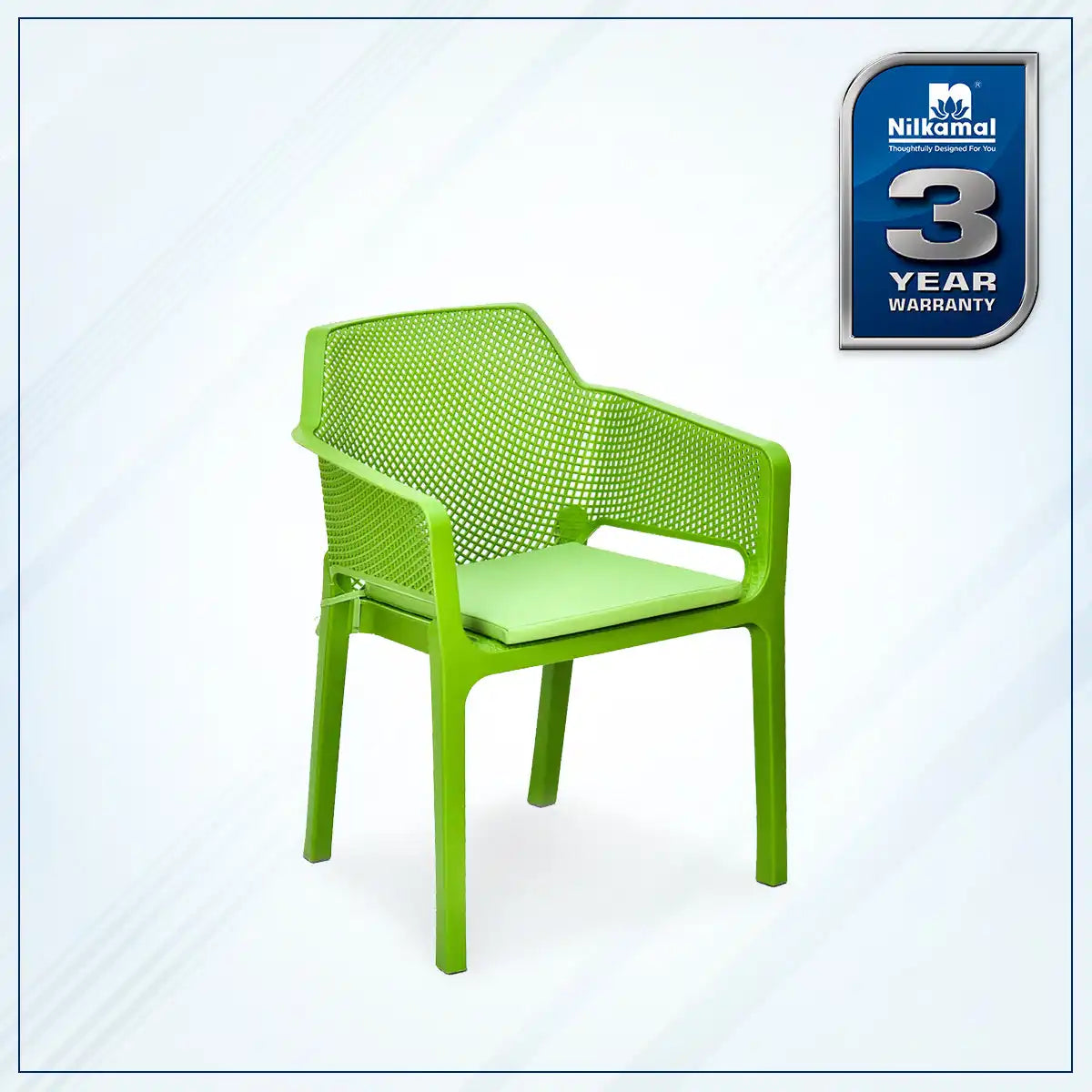 Nilkamal Captain Chair with Leatherette Cushion (Lush Green) – Side View
