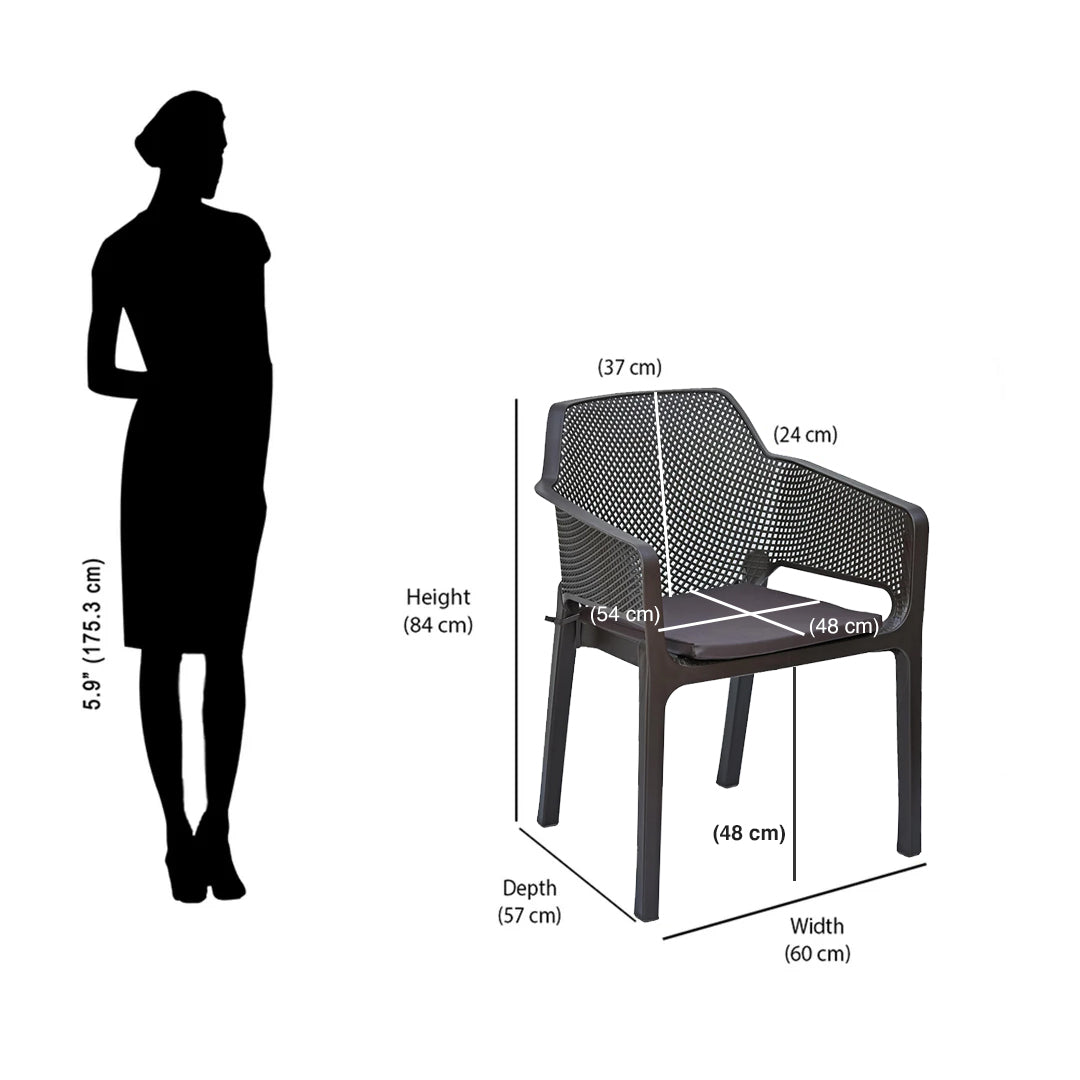 Nilkamal Orchid 1 + 4 Chair Plastic Dining Set (Beige & Season Rust Brown)