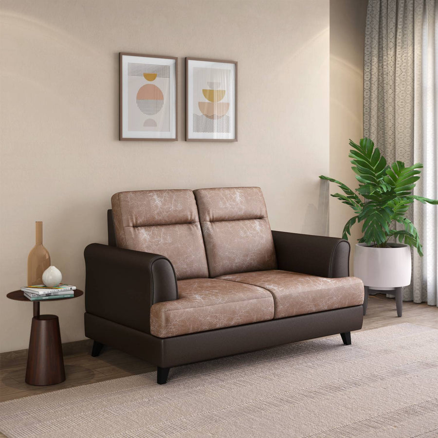 Nilkamal Carlos 2 Seater Sofa (Neva Beige / Brown)