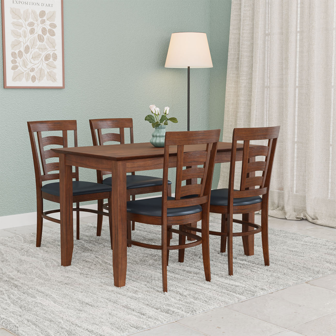 Nilkamal Carter 4 Seater Dining Set (Antique Oak)