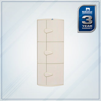Nilkamal 3 Door Plastic Storage Corner Cabinet (Ivory)